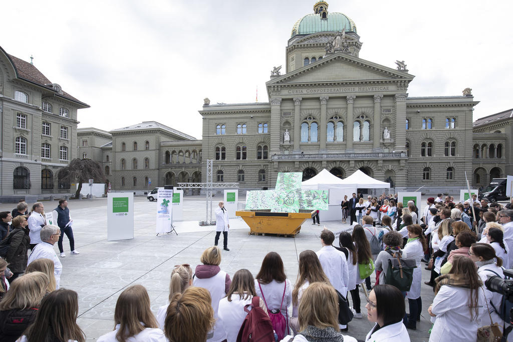 Rally by pharmacists outside parliament building