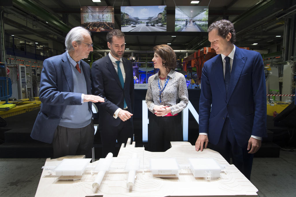 Model of Science Gateway presented by sponsors, architect and Geneva officals