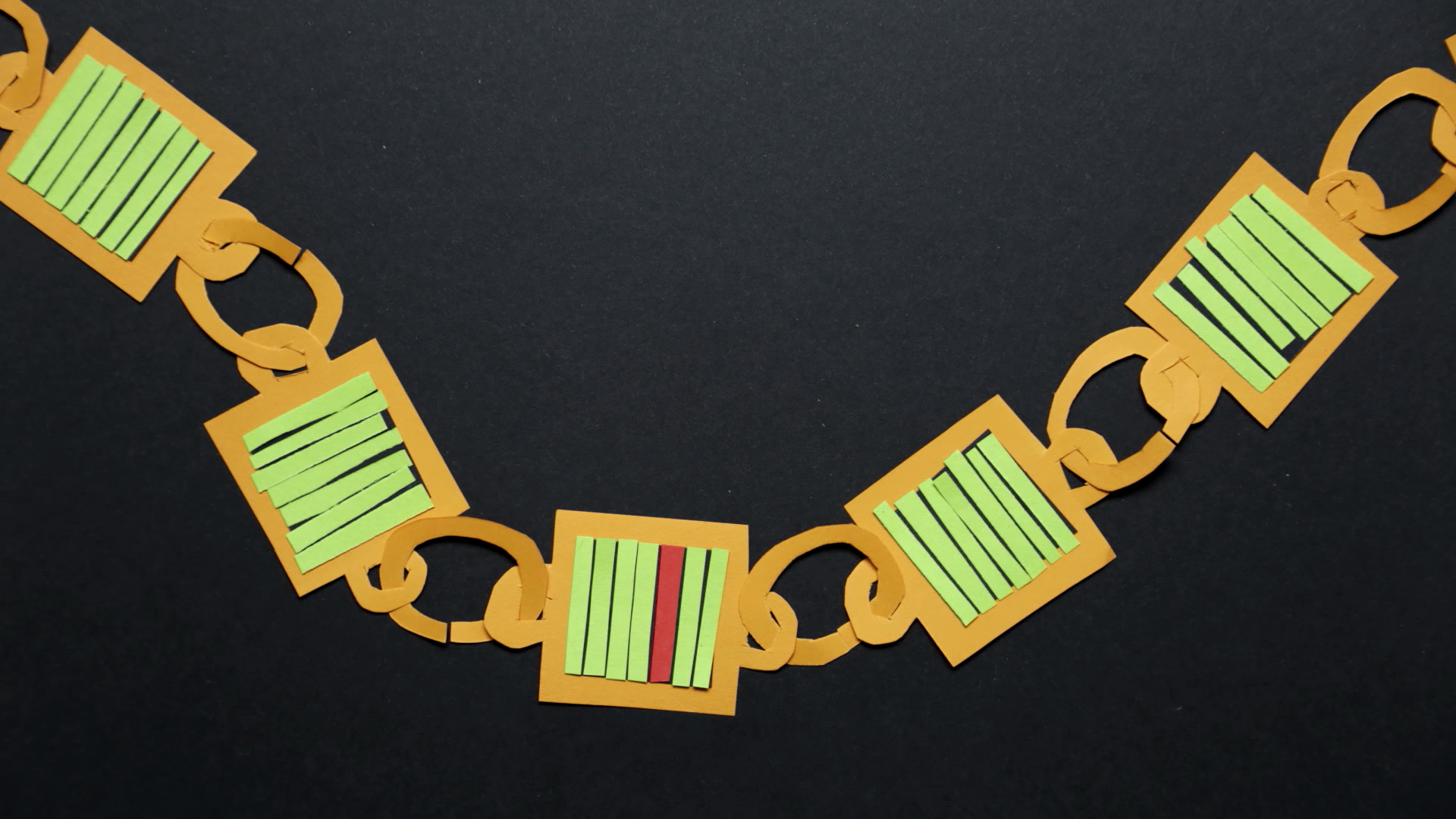 Cut-out paper model of a blockchain
