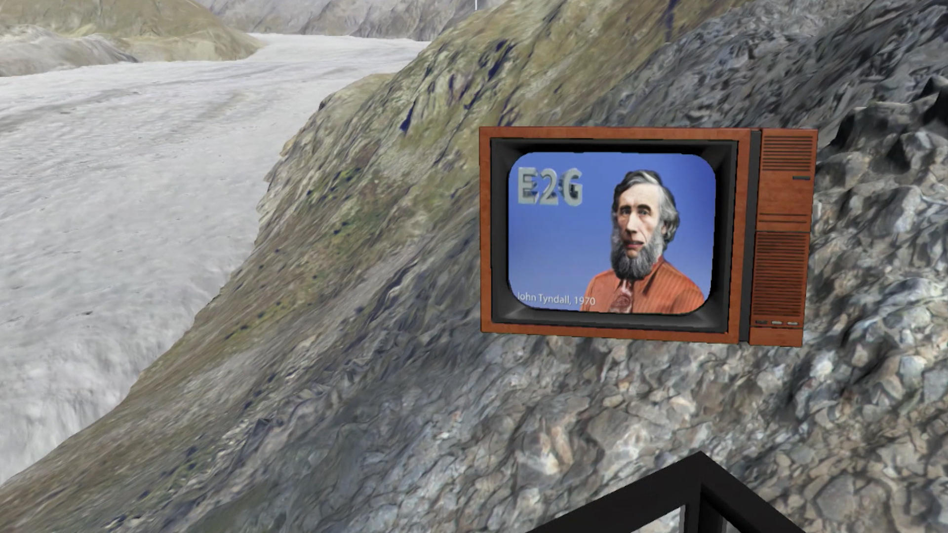 虚拟现实眼镜中的瑞士阿尔卑斯冰川