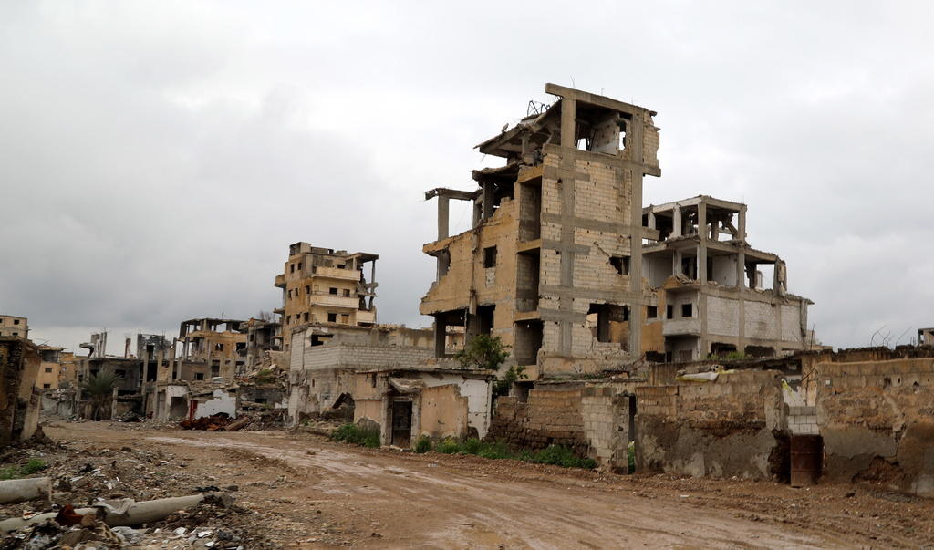 Un bâtiment détruit à Raqqa, dans le nord de la Syrie