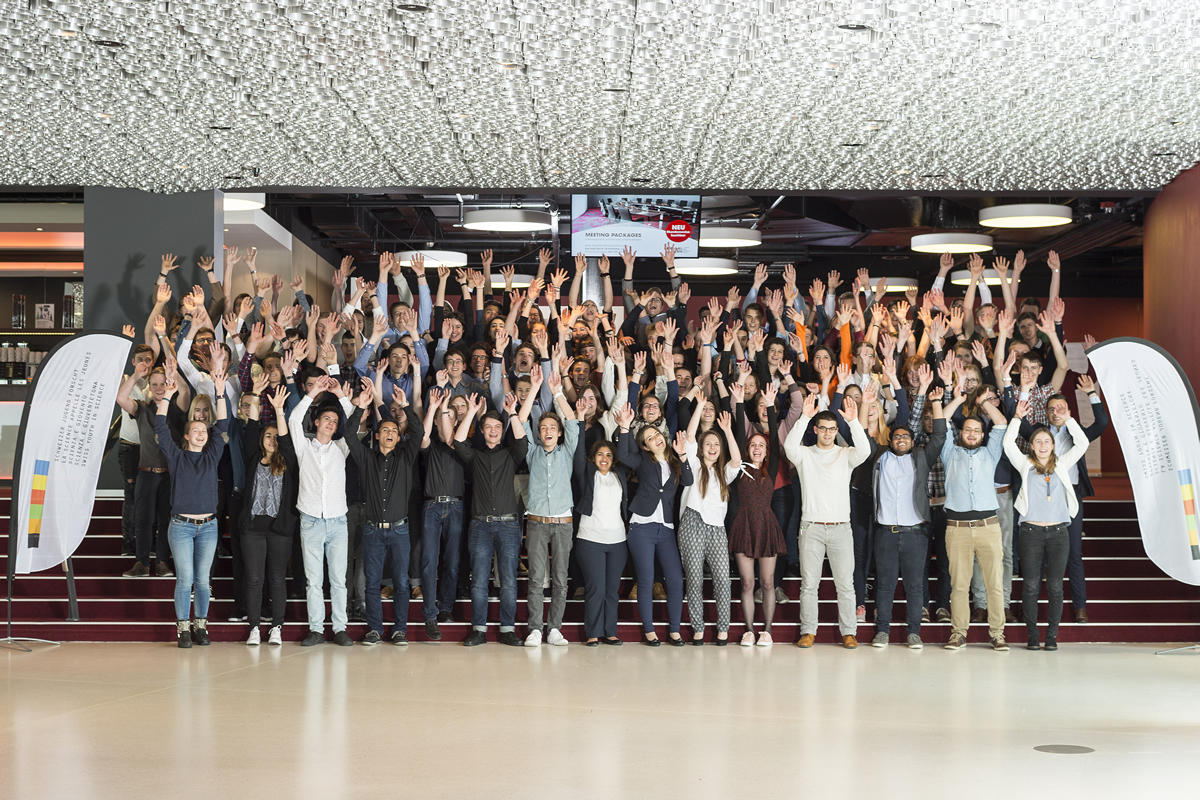 Group of young scientists
