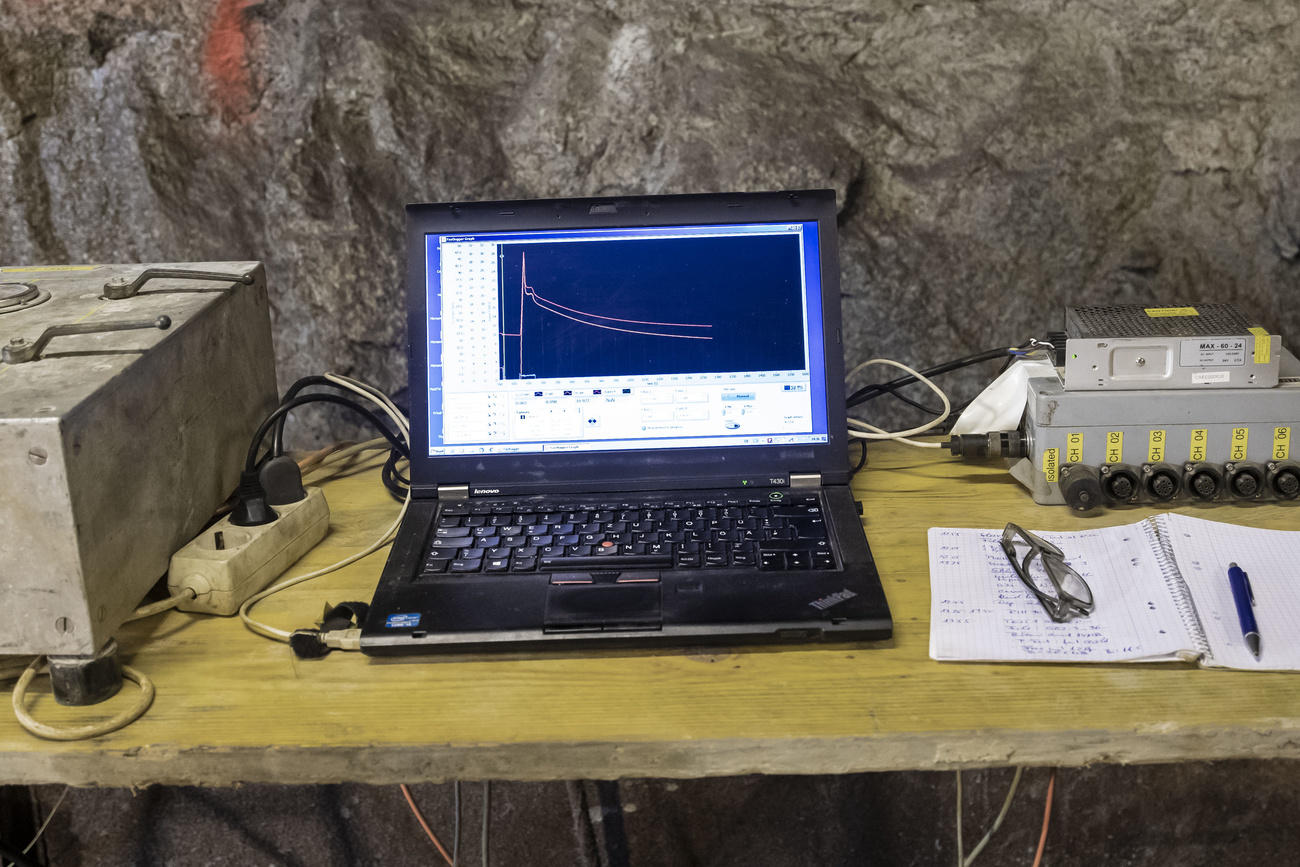 Computer on a table in an underground lab