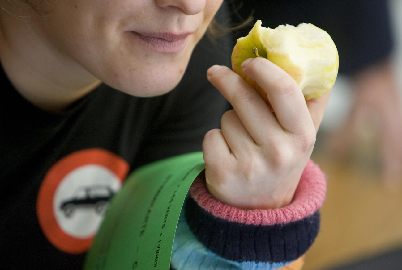 person eating an apple