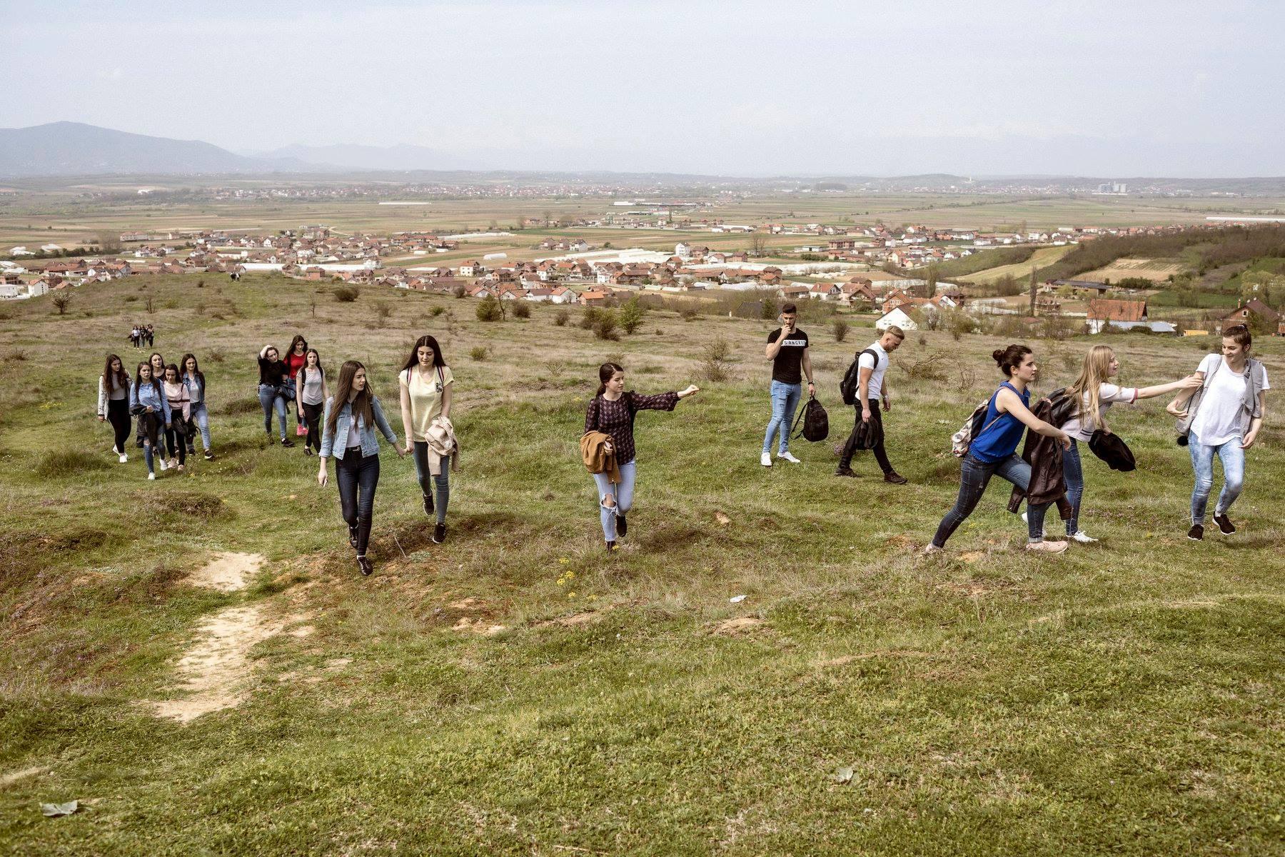 young people on hill