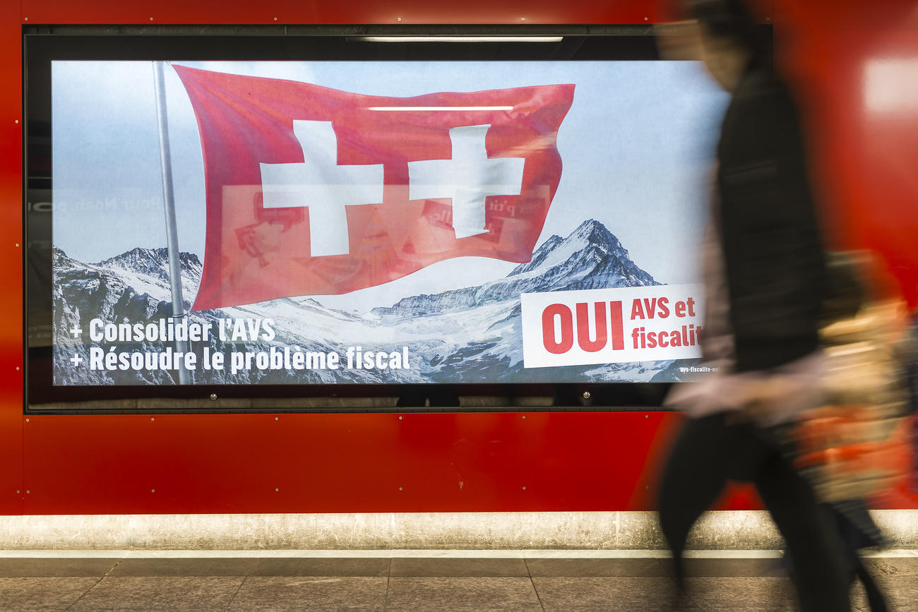 Affiche avec deux croix suisses pour la RFFA