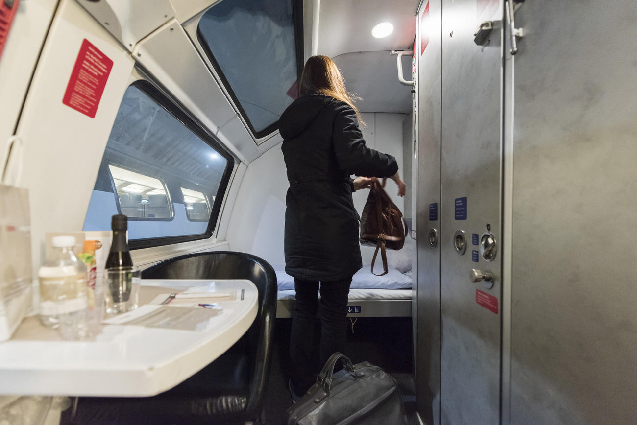A sleeper compartment on an Austrian train