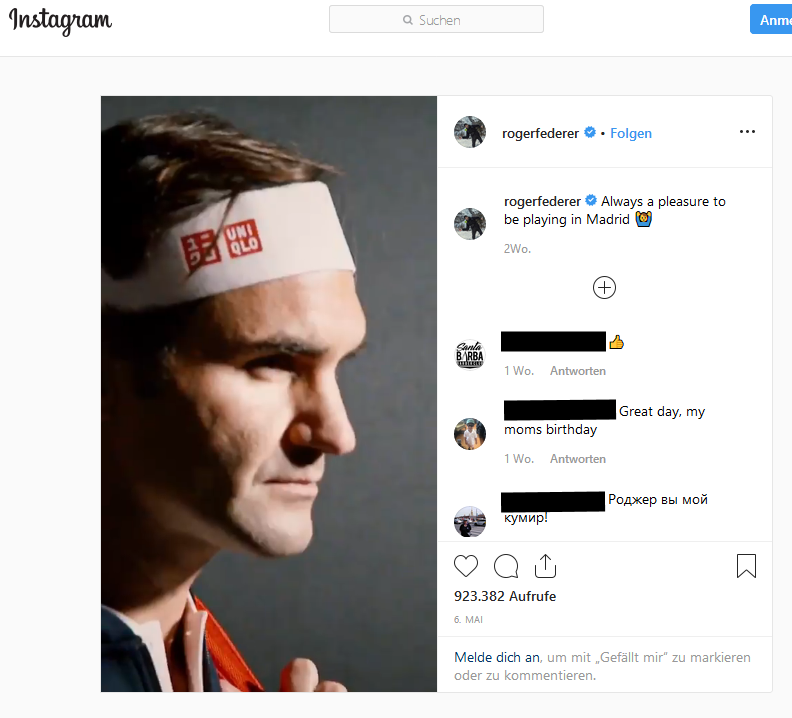 Screenshot Roger Federer