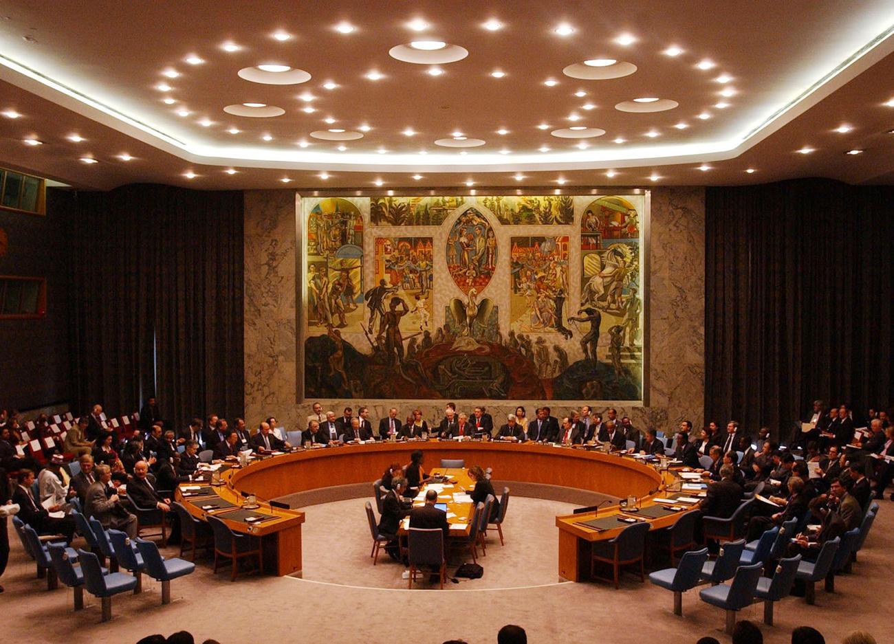 Hall of the UN with circular seating