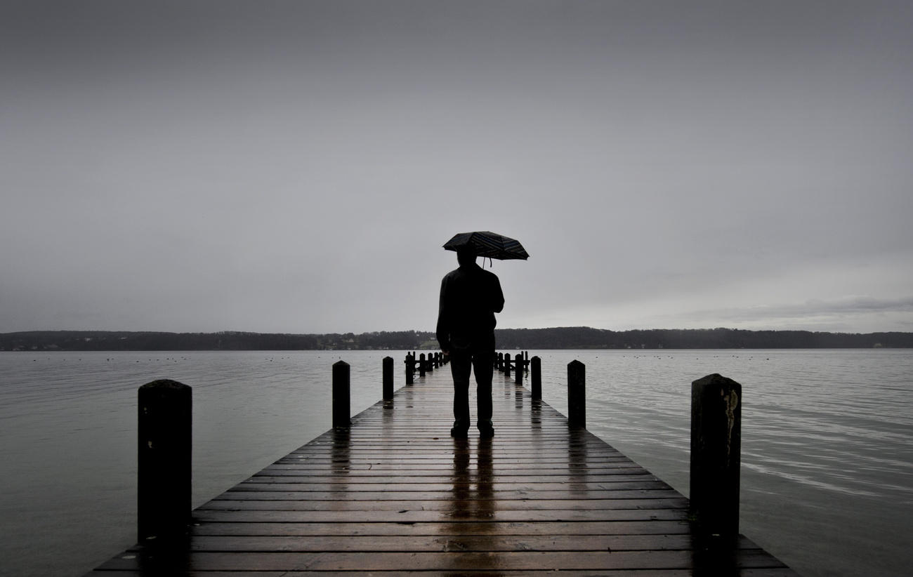 man with umbrella