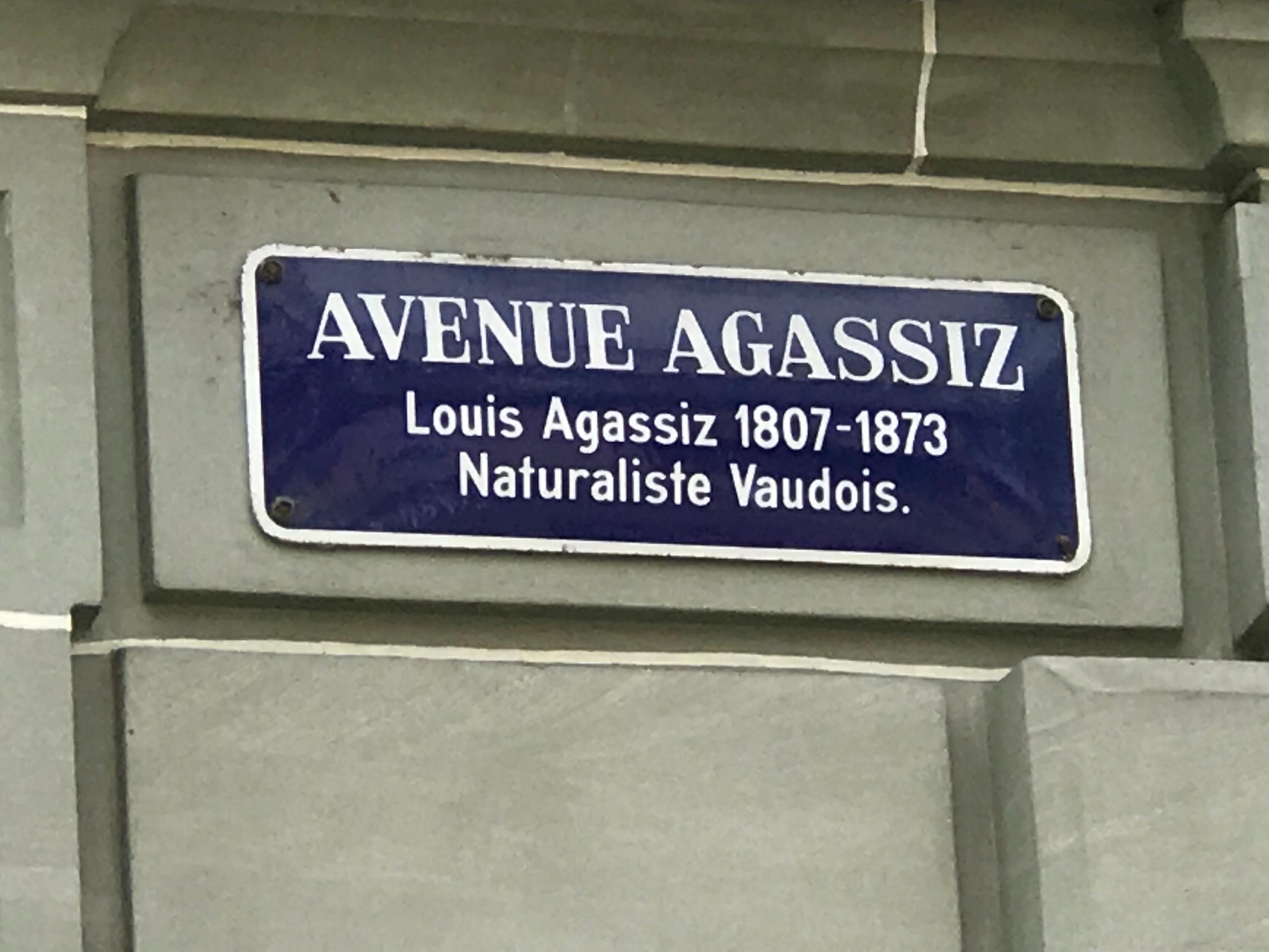 العلامة المميزة لشارع لوي أغاسّي في مدينة لوزان