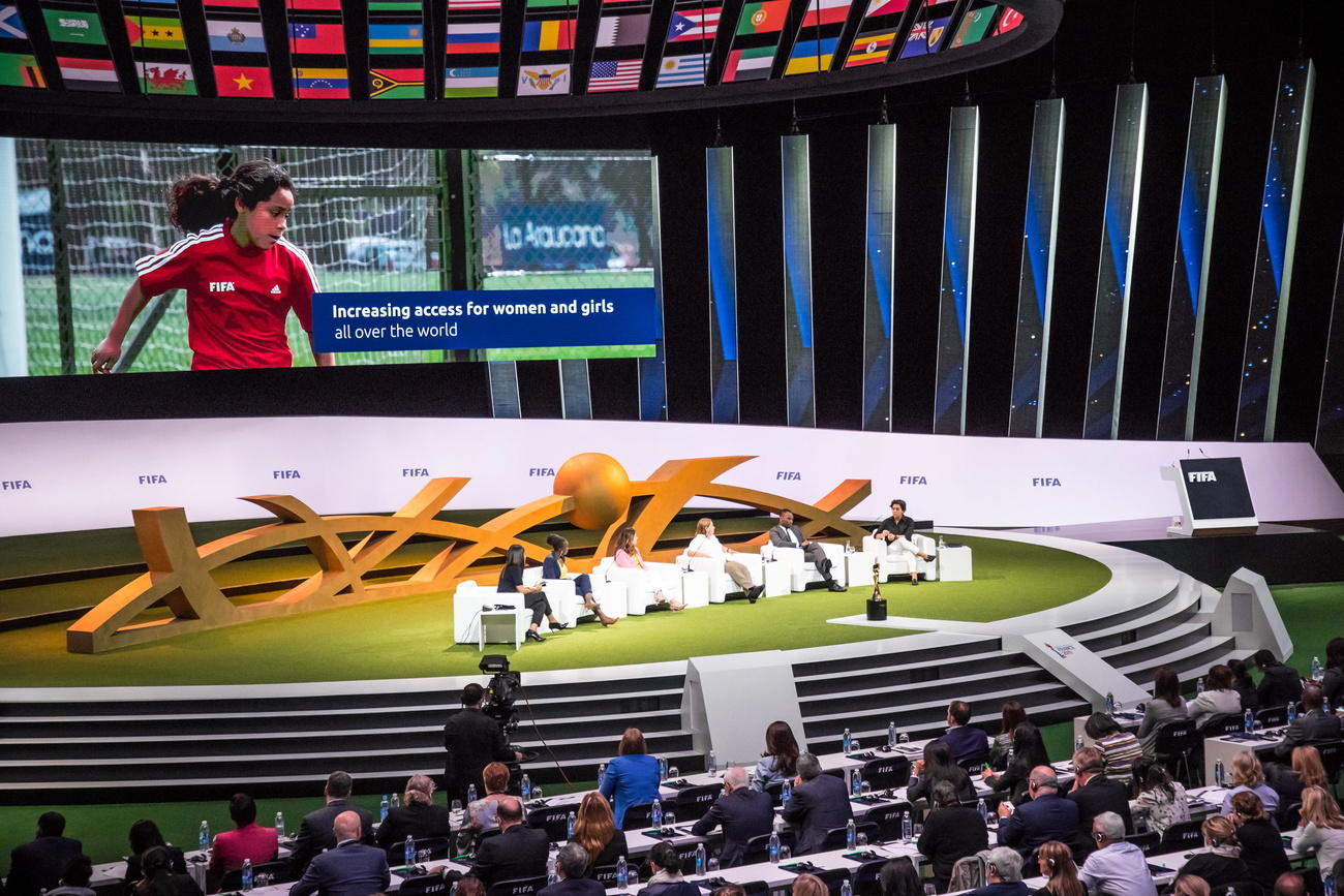 4 A panel of women s football representatives during the first FIFA Women s Football Convention in Paris, France, 06 June 2019
