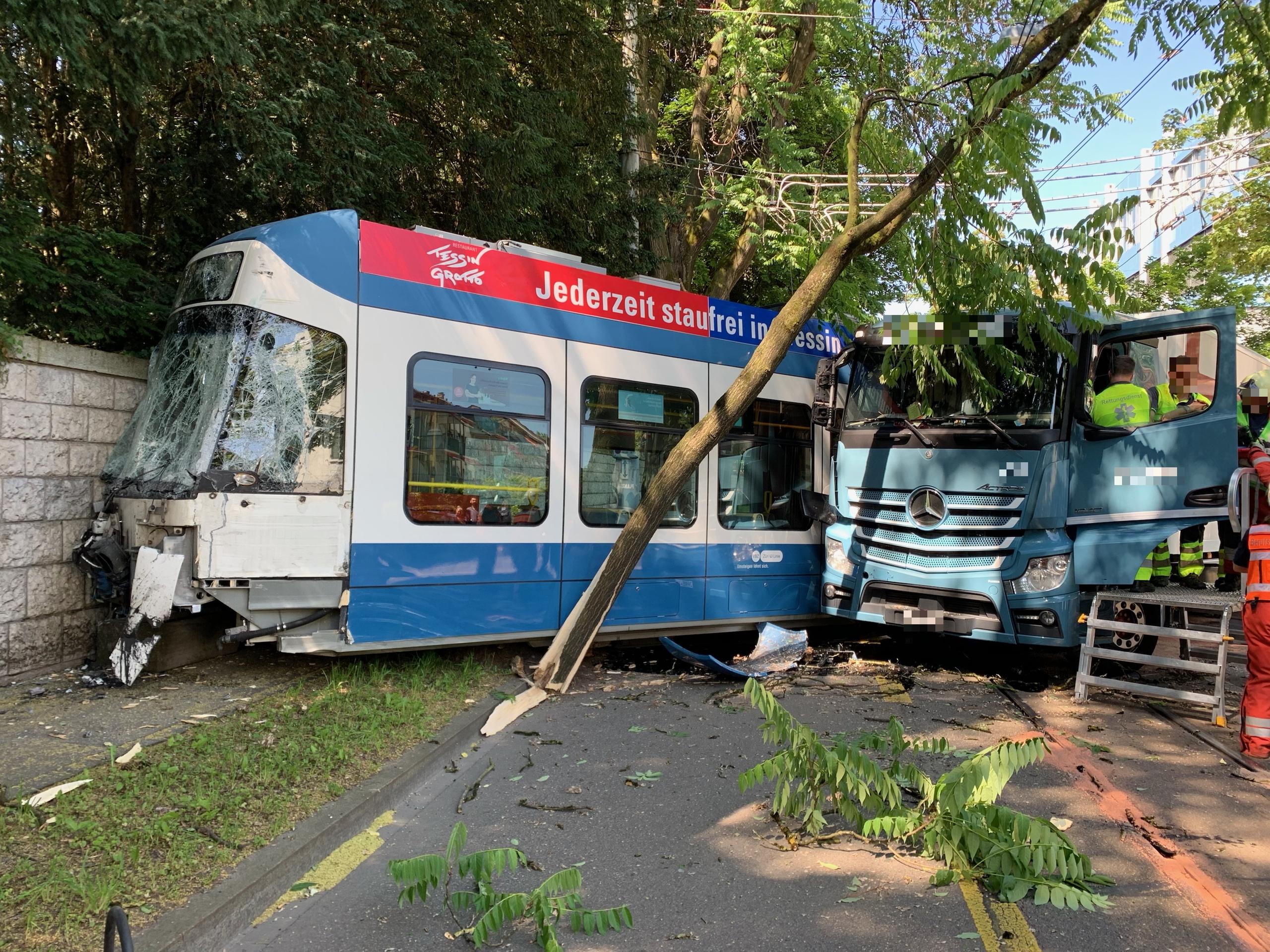 tram and truck collision Zurich