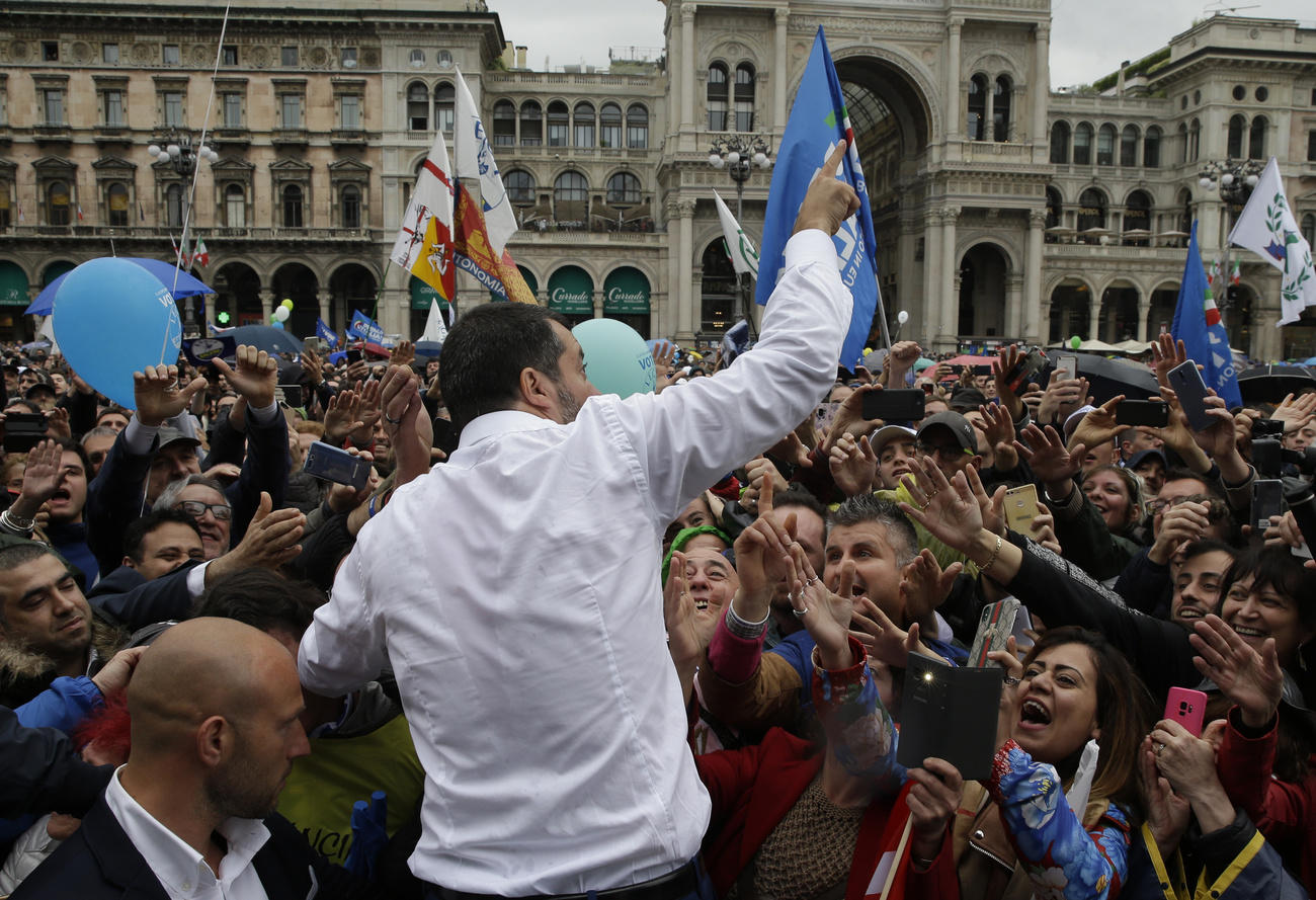 matteo salvini in milan with people