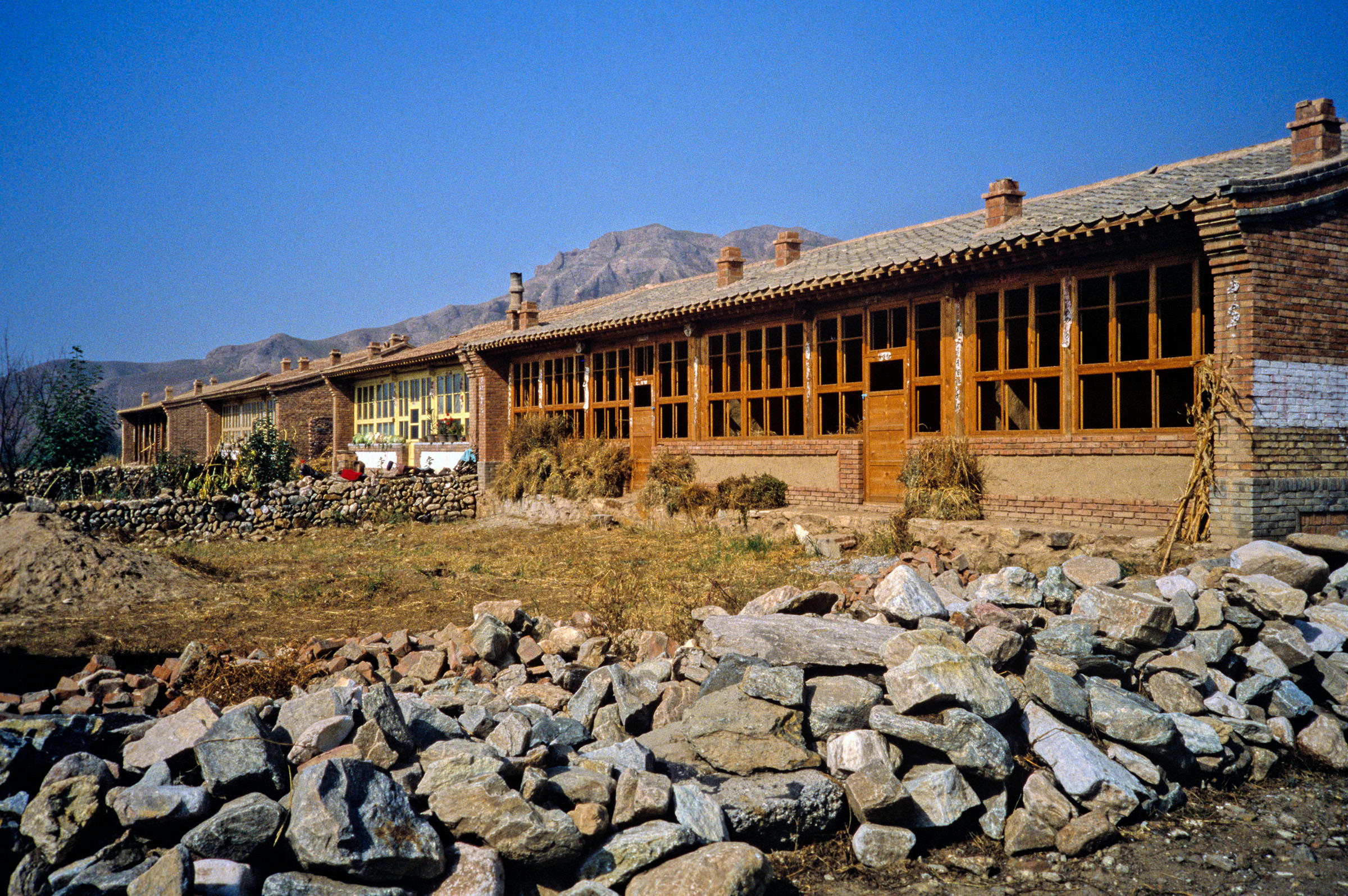 Fila de casas aún en construcción