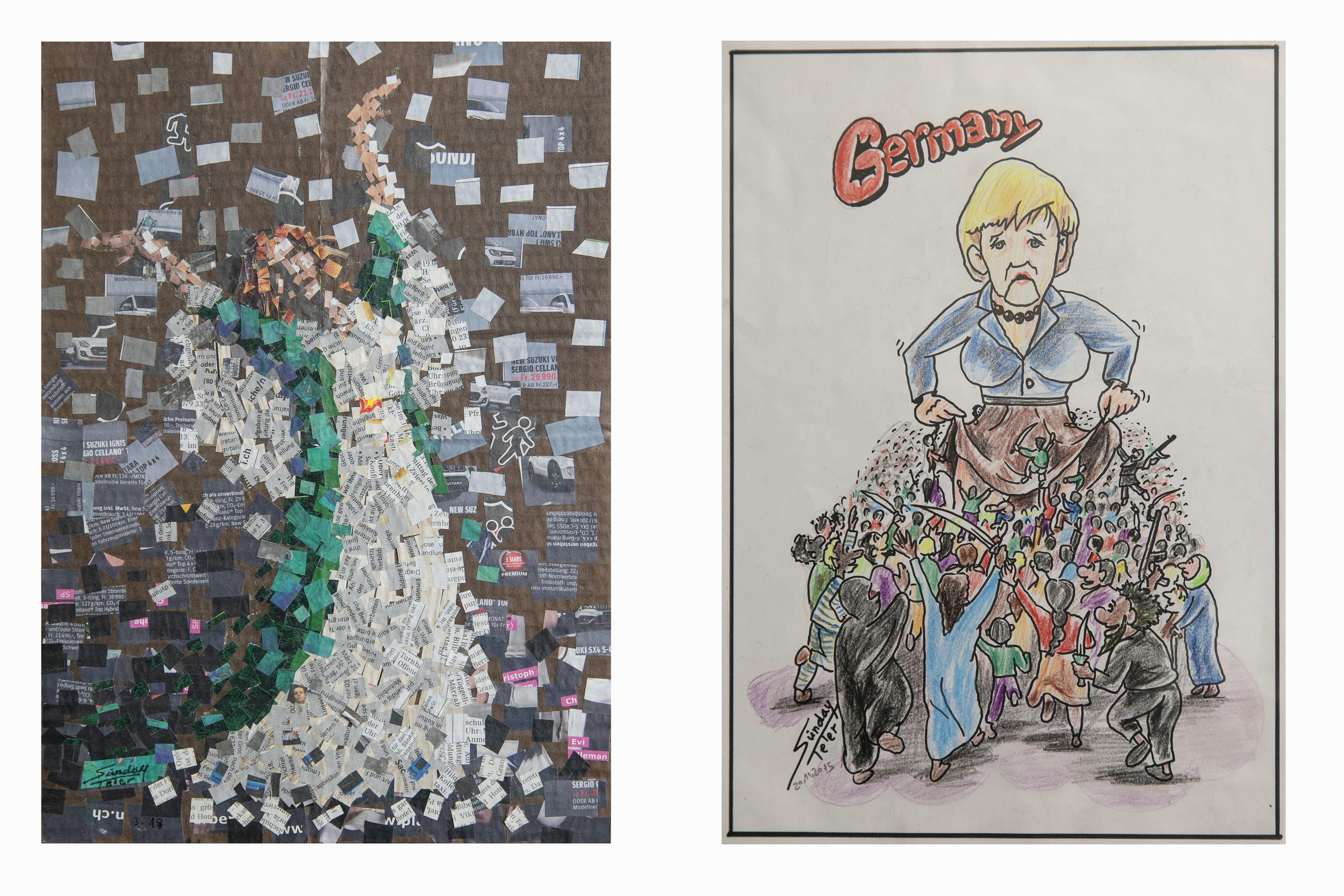 zwei Bilder mit Merkel