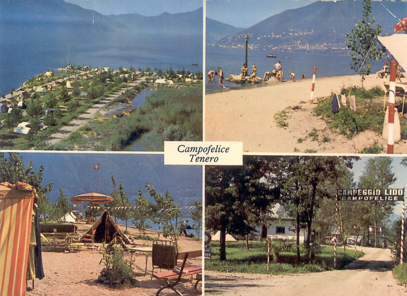 Carte postale montrant un camping au bord d une plage