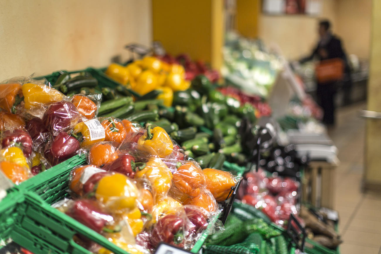 Vegetables wrapped in plastic