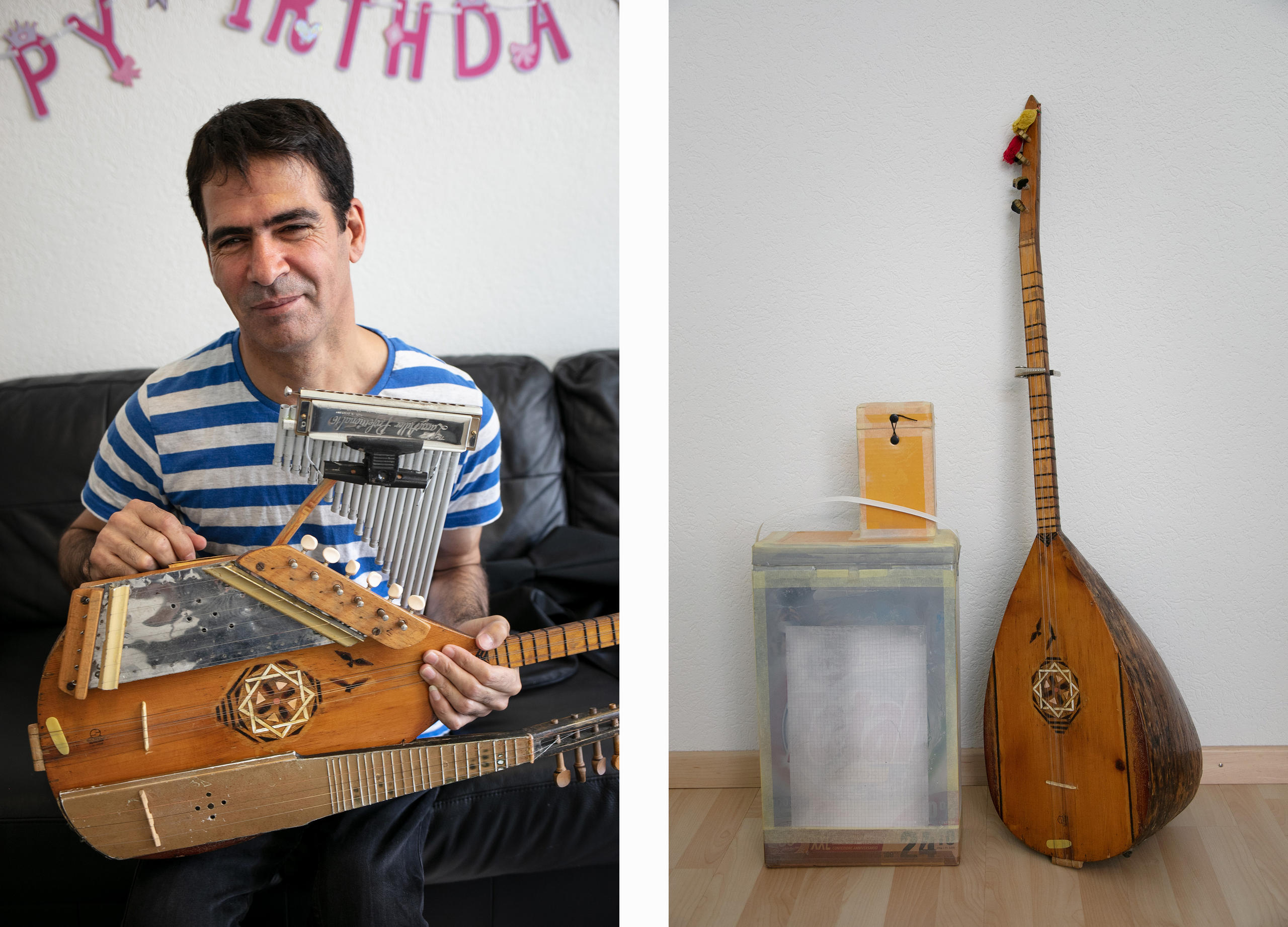 Mit dem Instrument und der Box