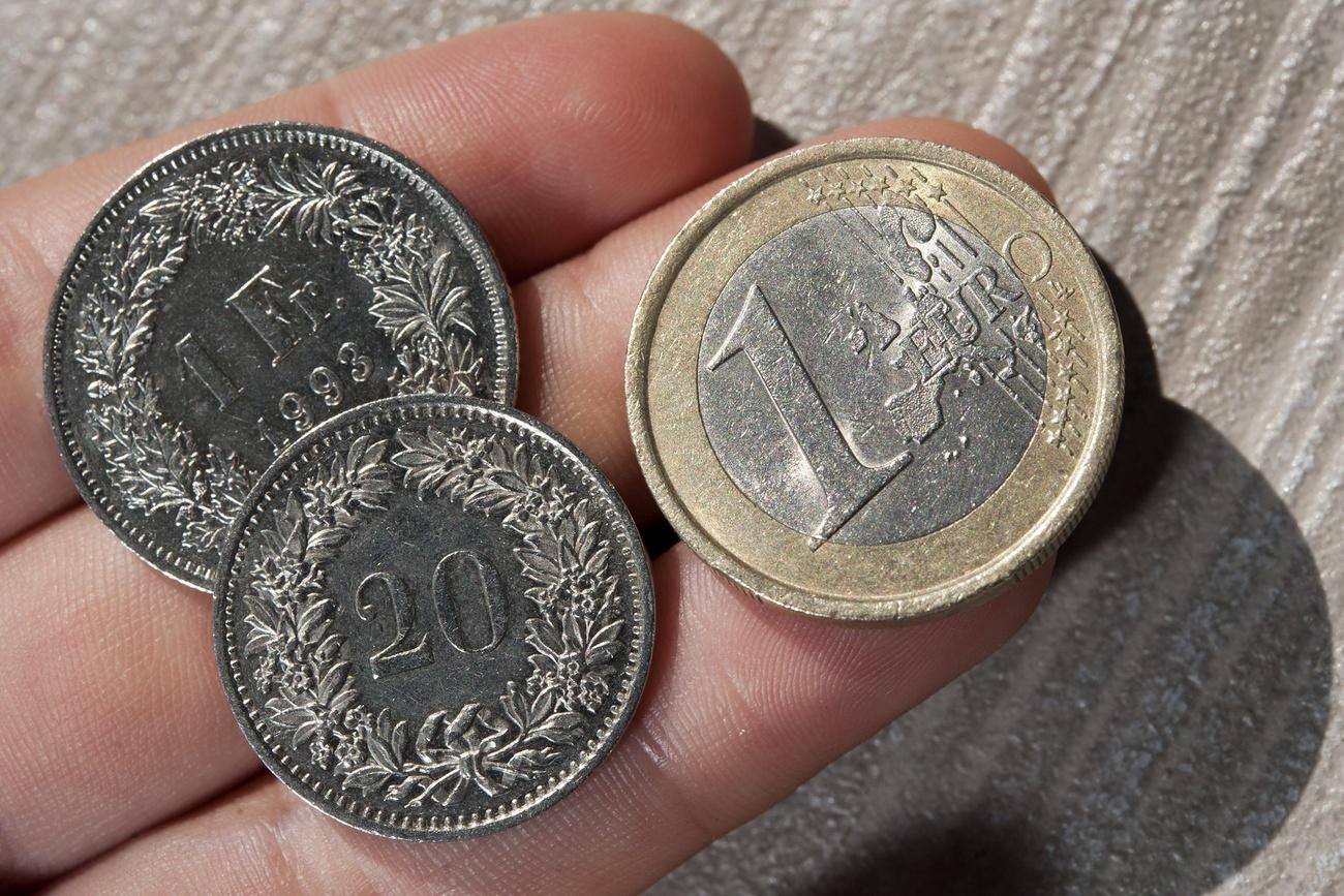 Swiss franc and euro coins