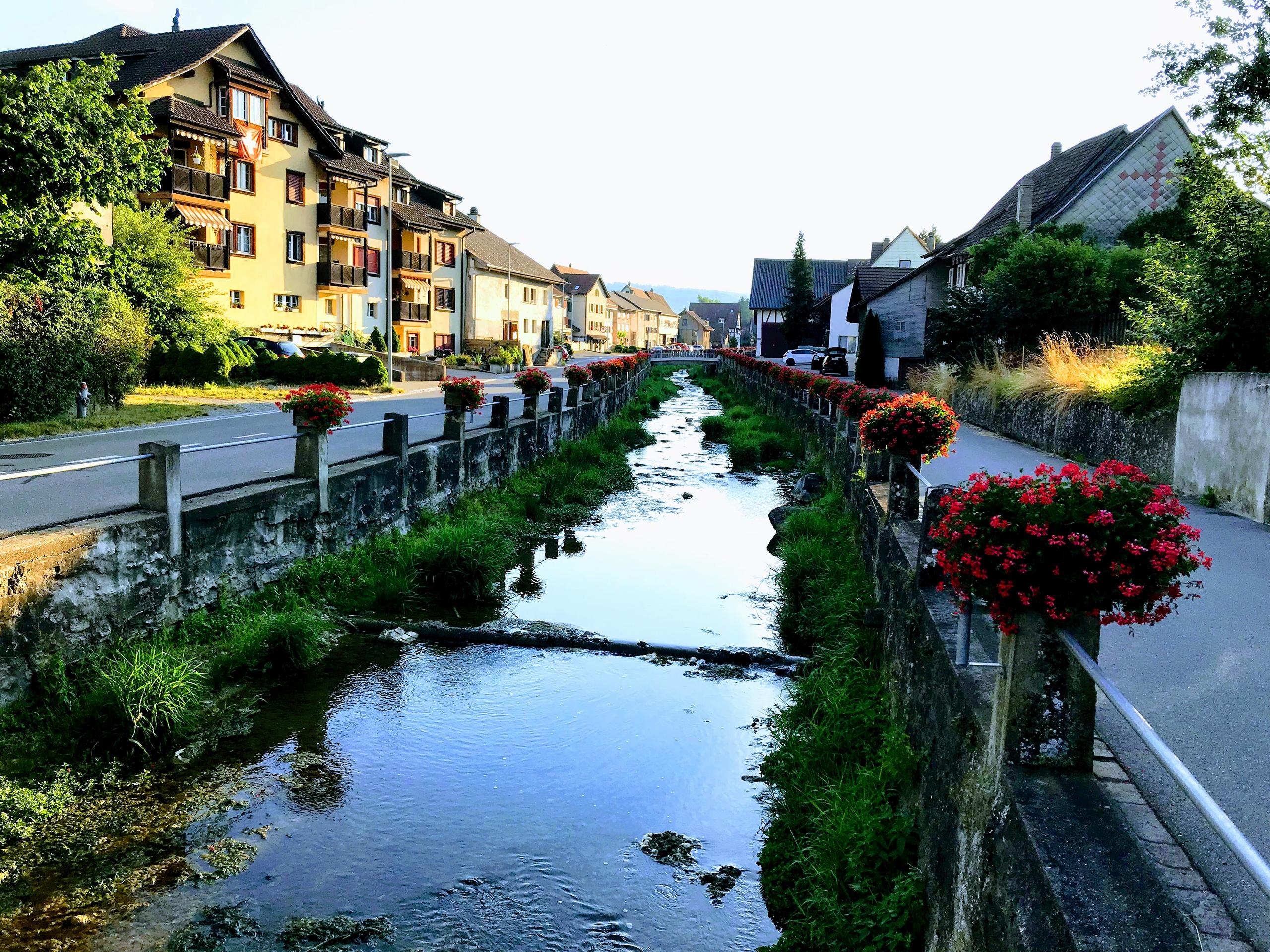 The stream running through the village