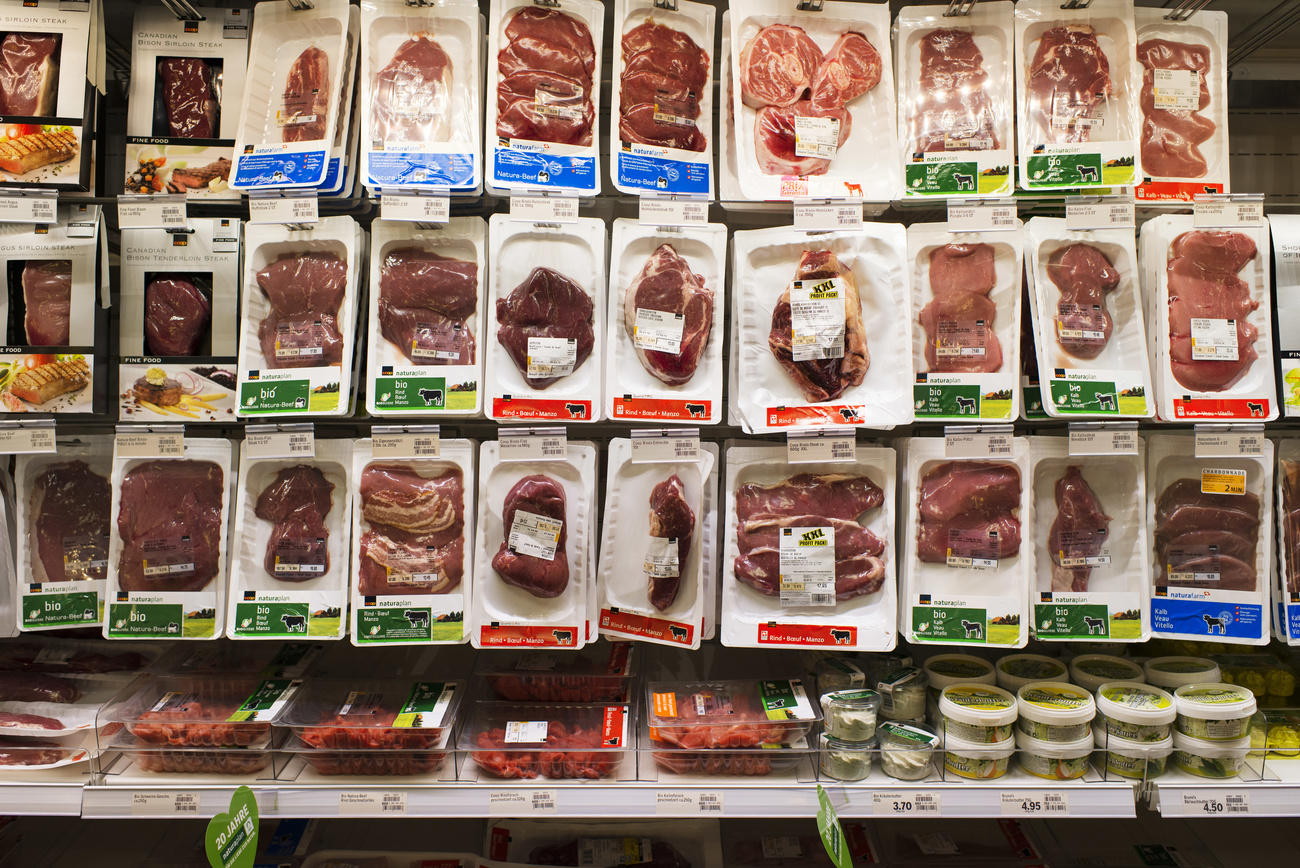 Meat aisle in a supermarket