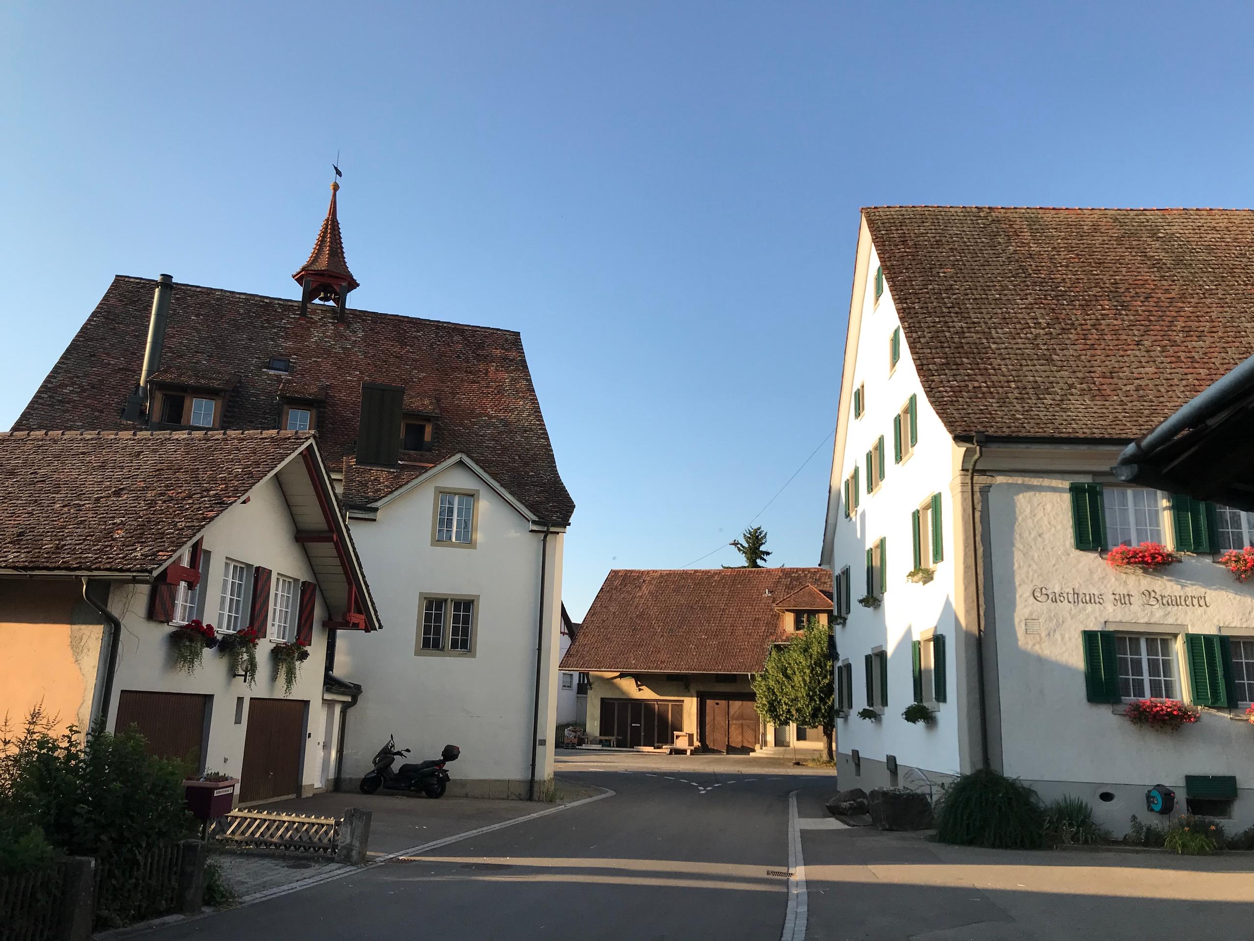 Street scene, with large old houses