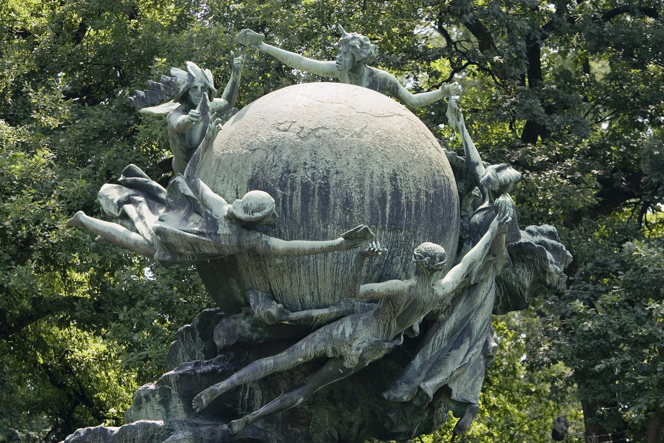 A bronze sculpture Around the world, located in Bern outside the Universal Postal Union HQ
