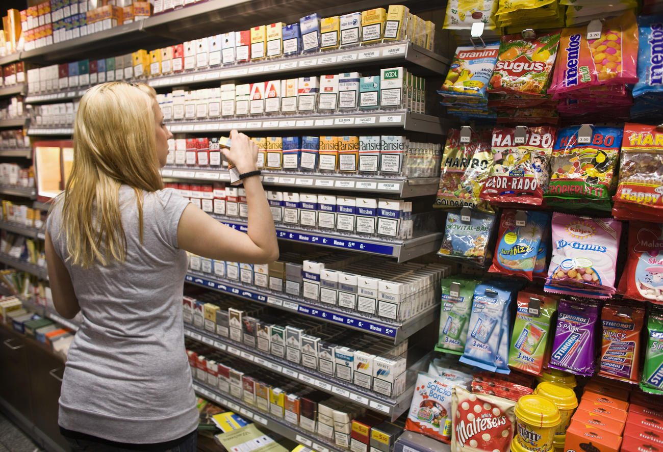 Cigarettes sold at kiosque.