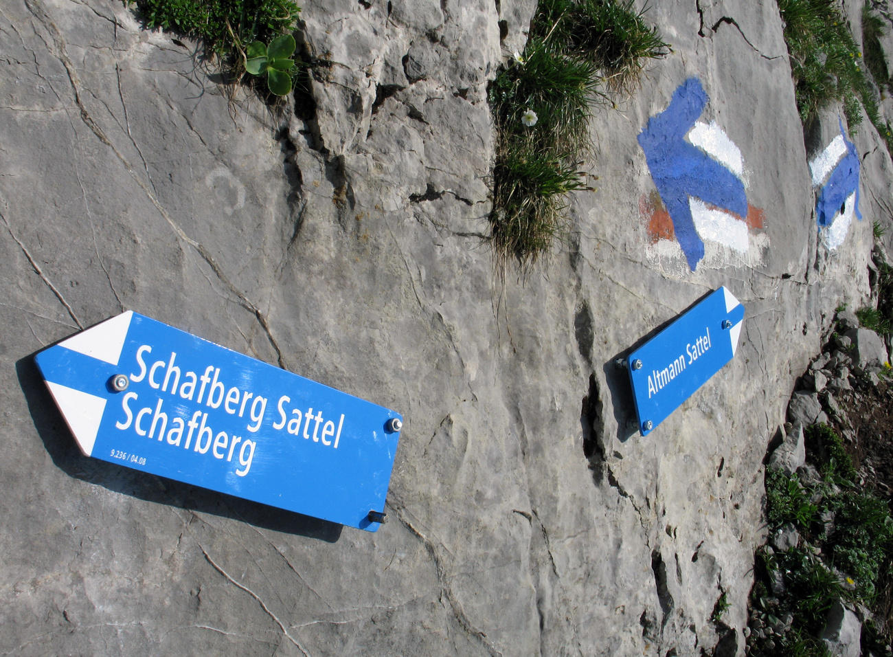 signs on a rock face