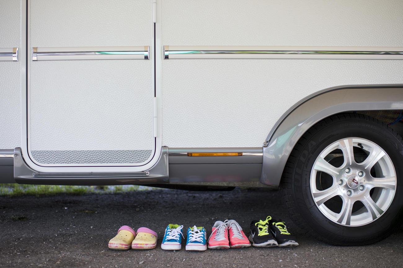 truck with shoes