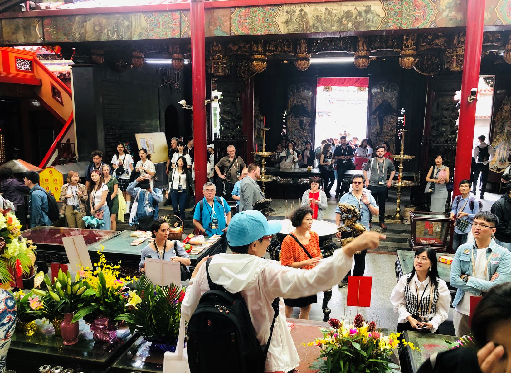 democracy talk in a temple