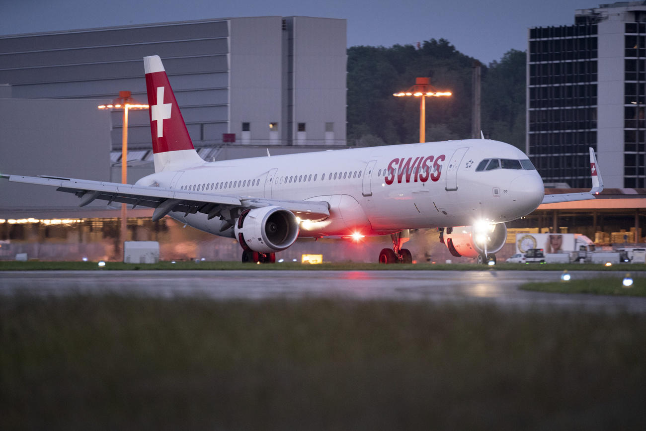 zurich airport with Swiss plane