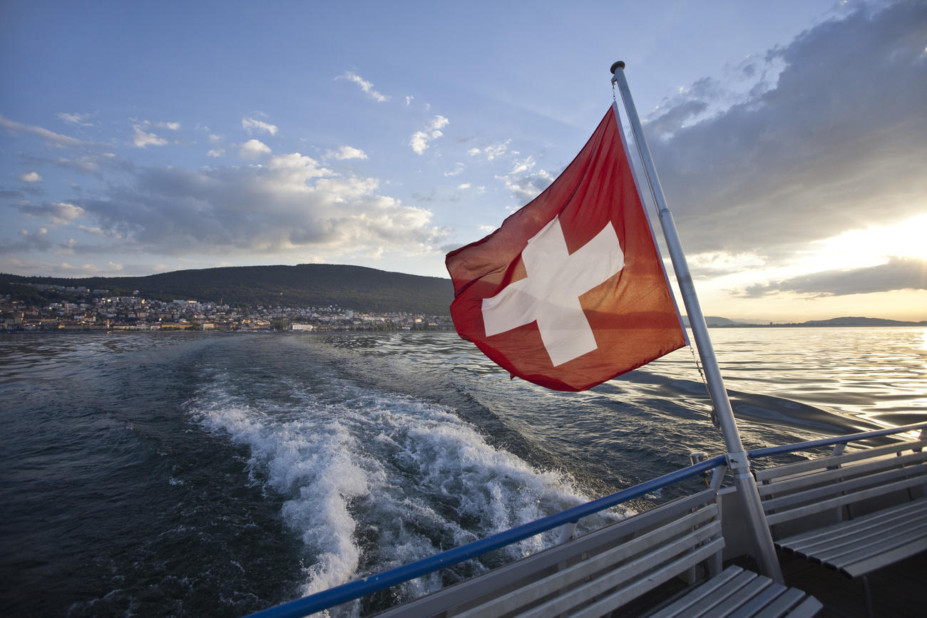 Ship flying Swiss flag