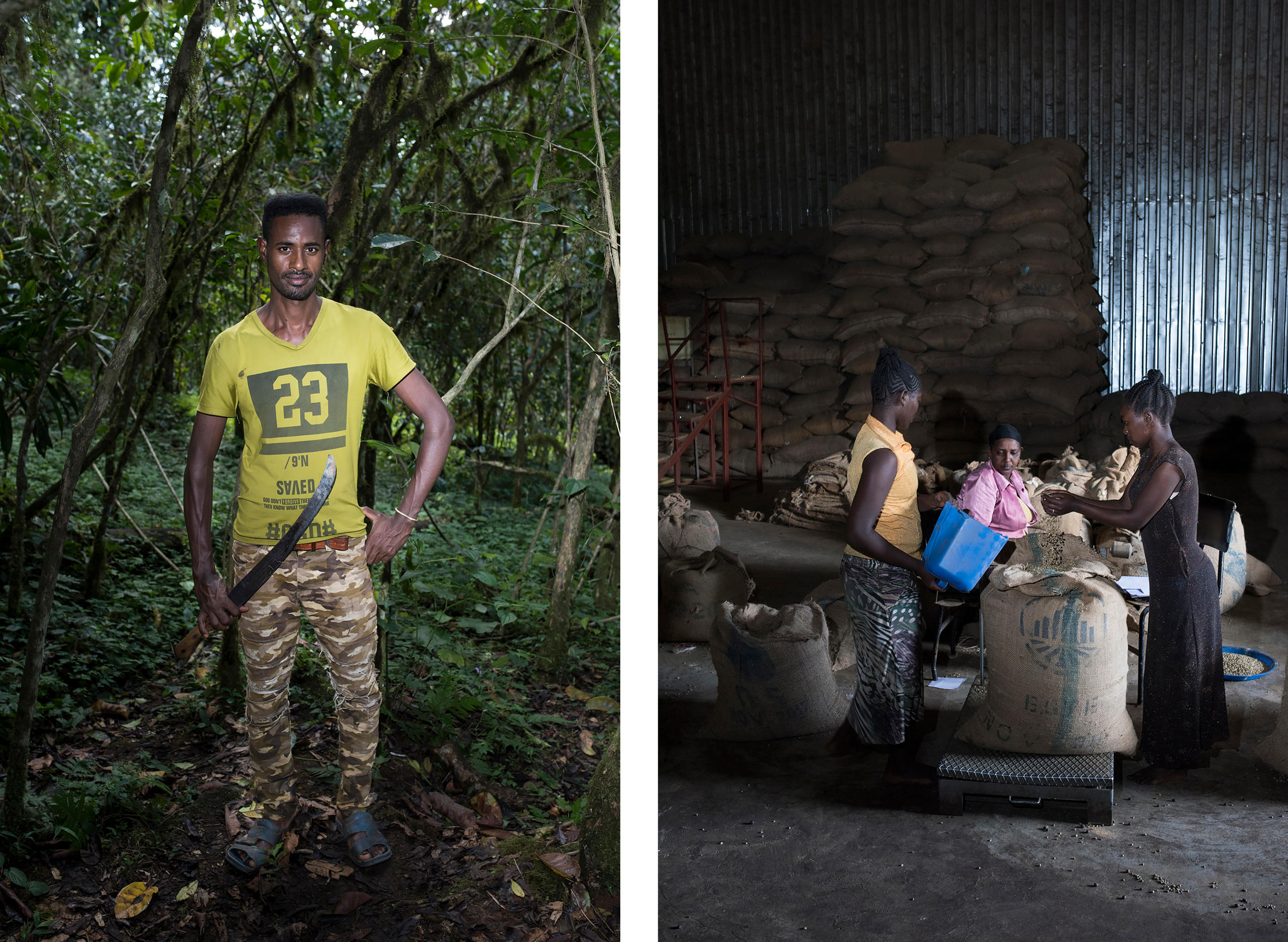 Coffee farmer and storage