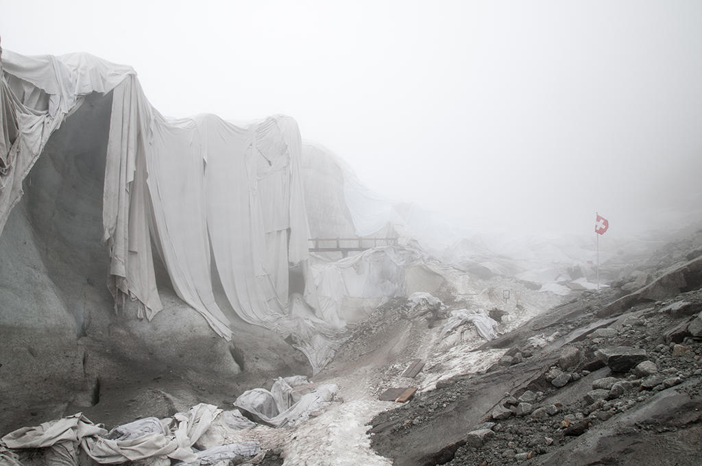 Glacier covered in cloth