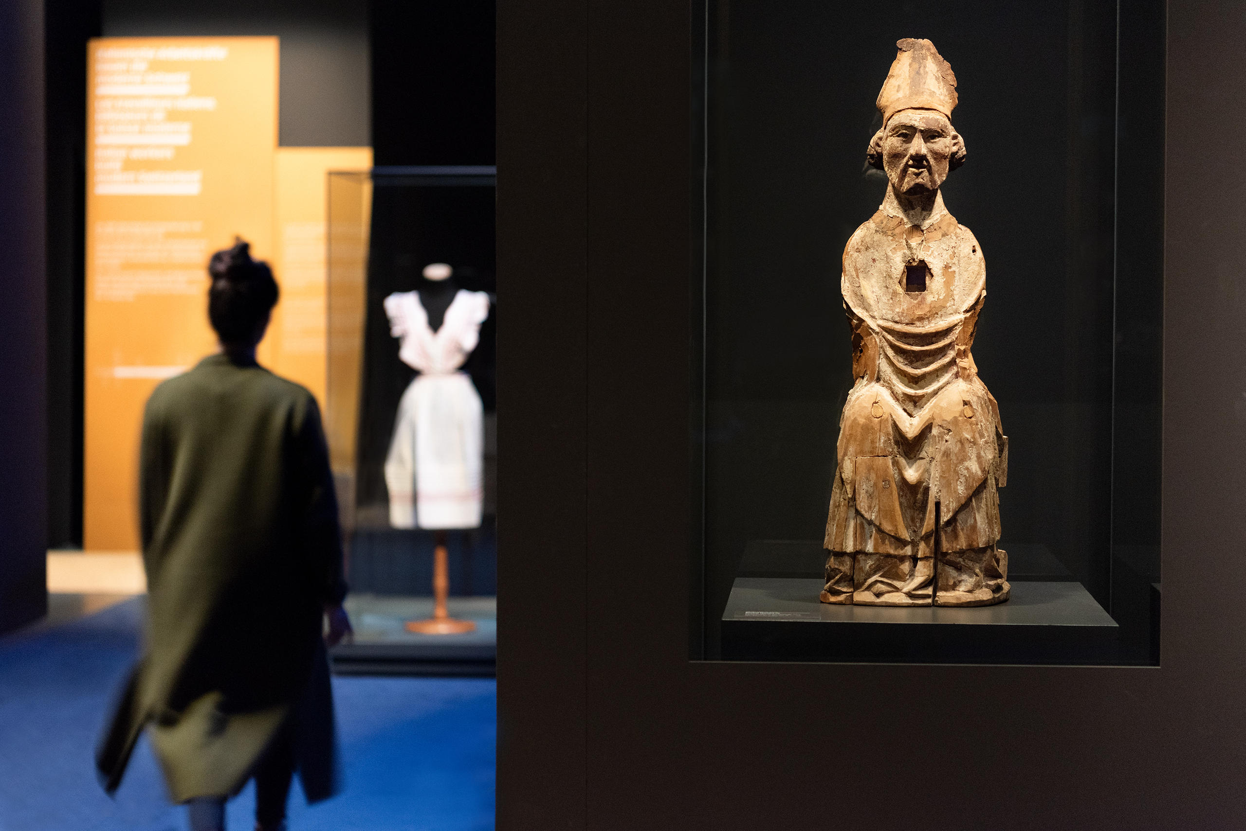 A shot inside the museum exhibit featuring cultural relics.