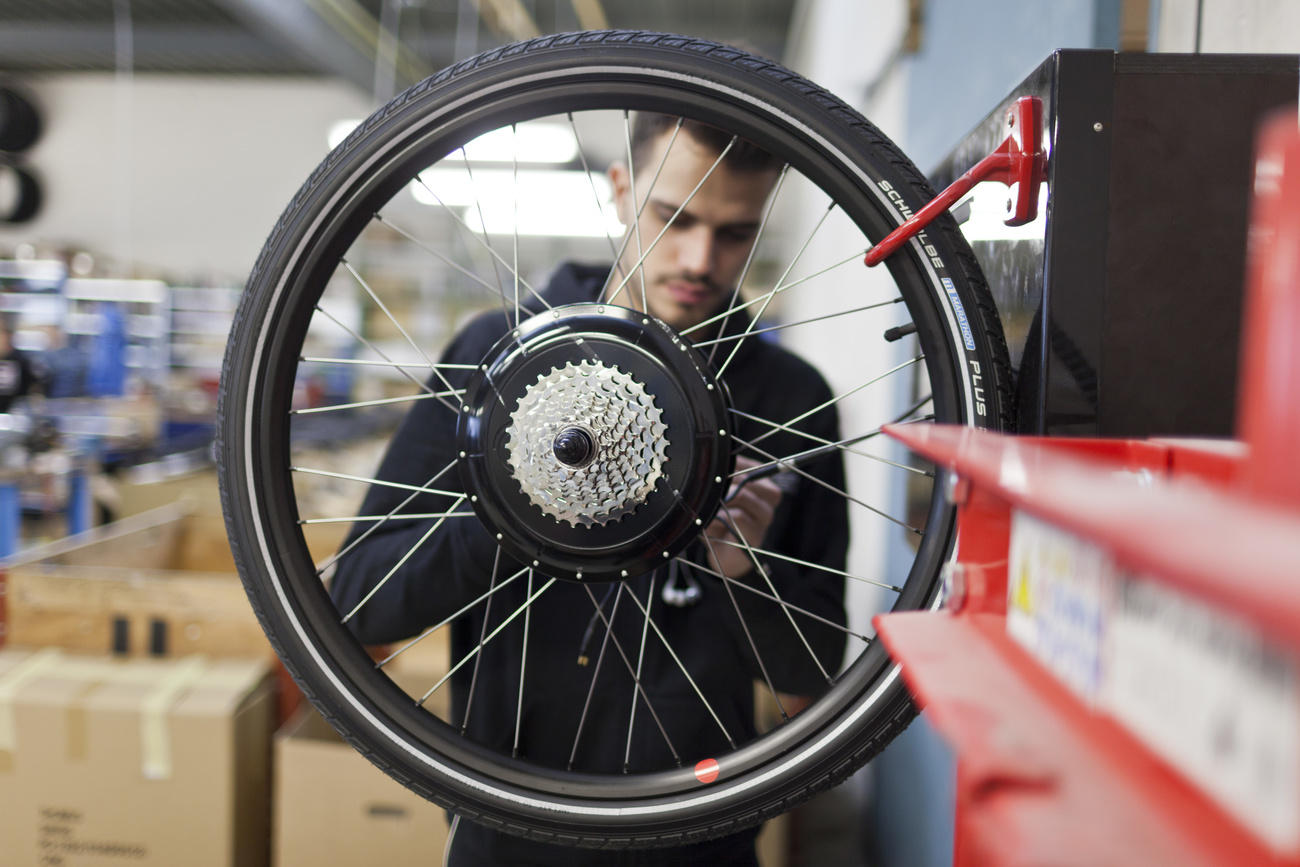 A wheel of an electric bicycle