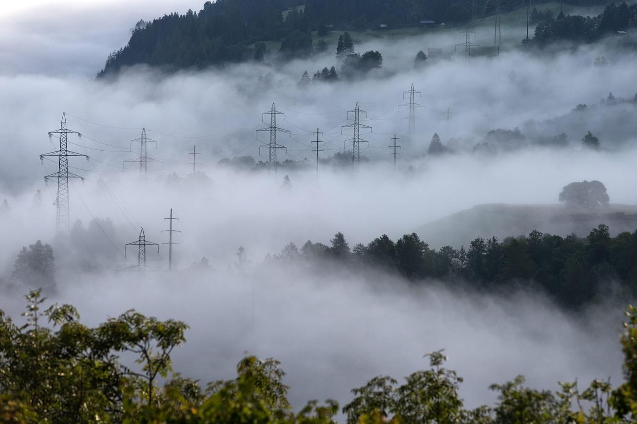 Electricity pylons in the mountains