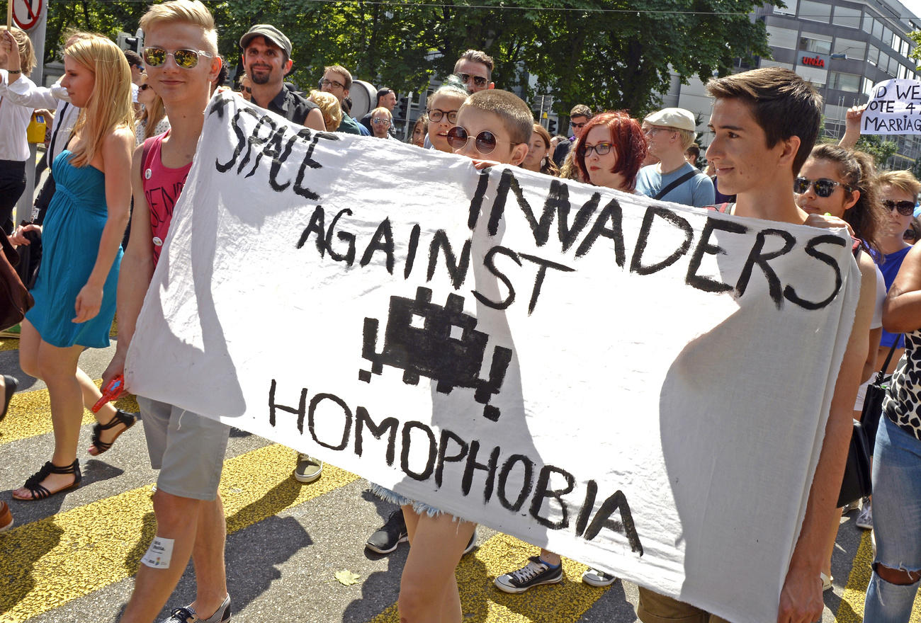 Demonstrators at the 2014 Zurich Pride