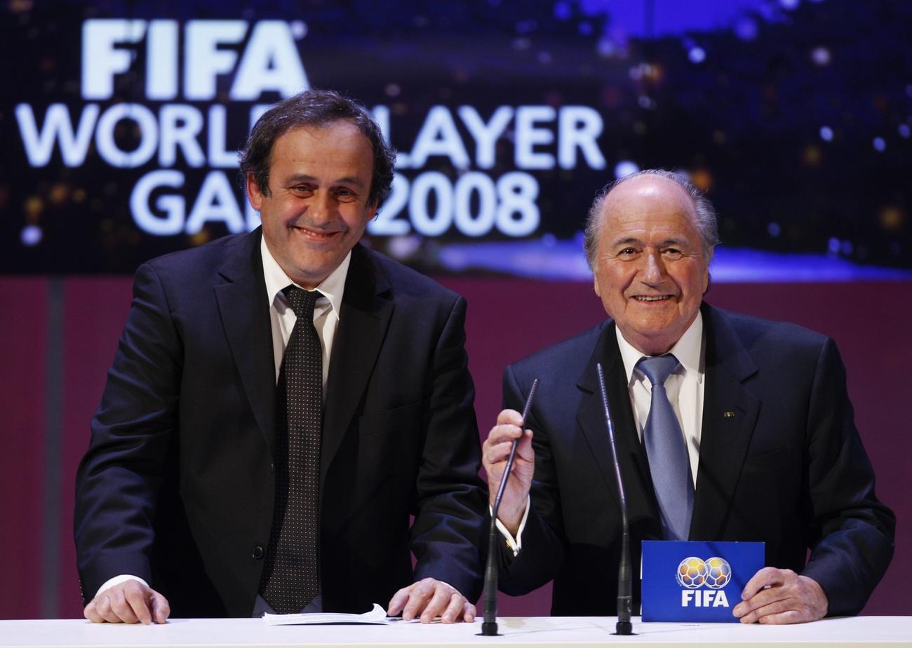 Michel Platini and Sepp Blatter