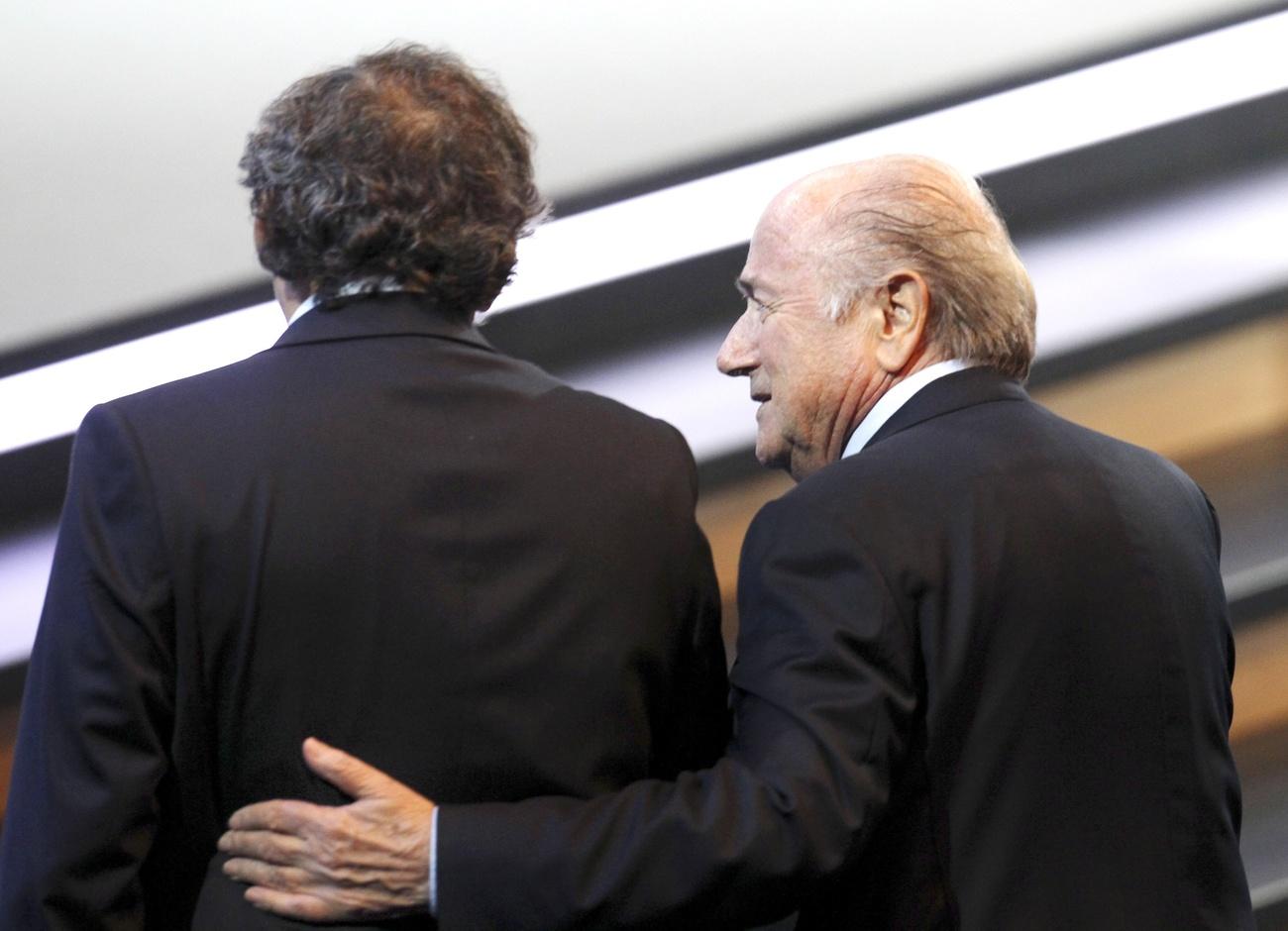 Michel Platini and Sepp Blatter