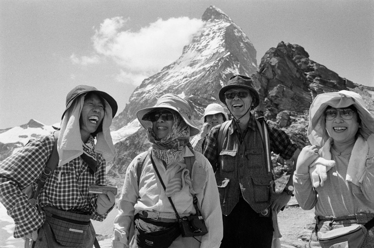 Tourists in front of Matterhorn, 1990.