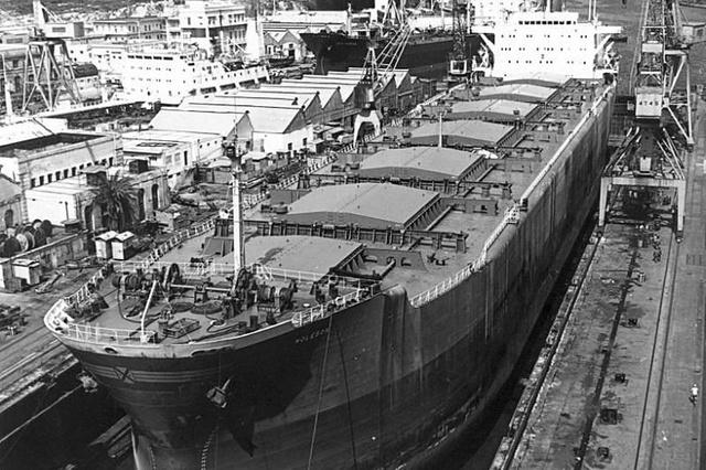 Ship being built in yard