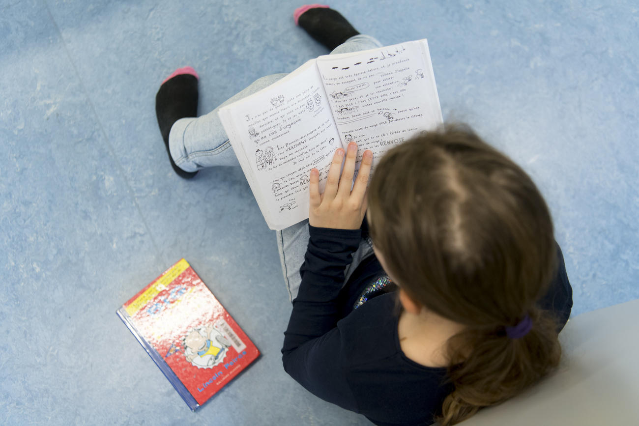 a pupil reading