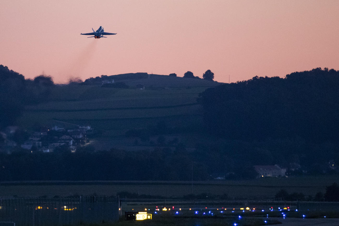 fighter jet in the evening