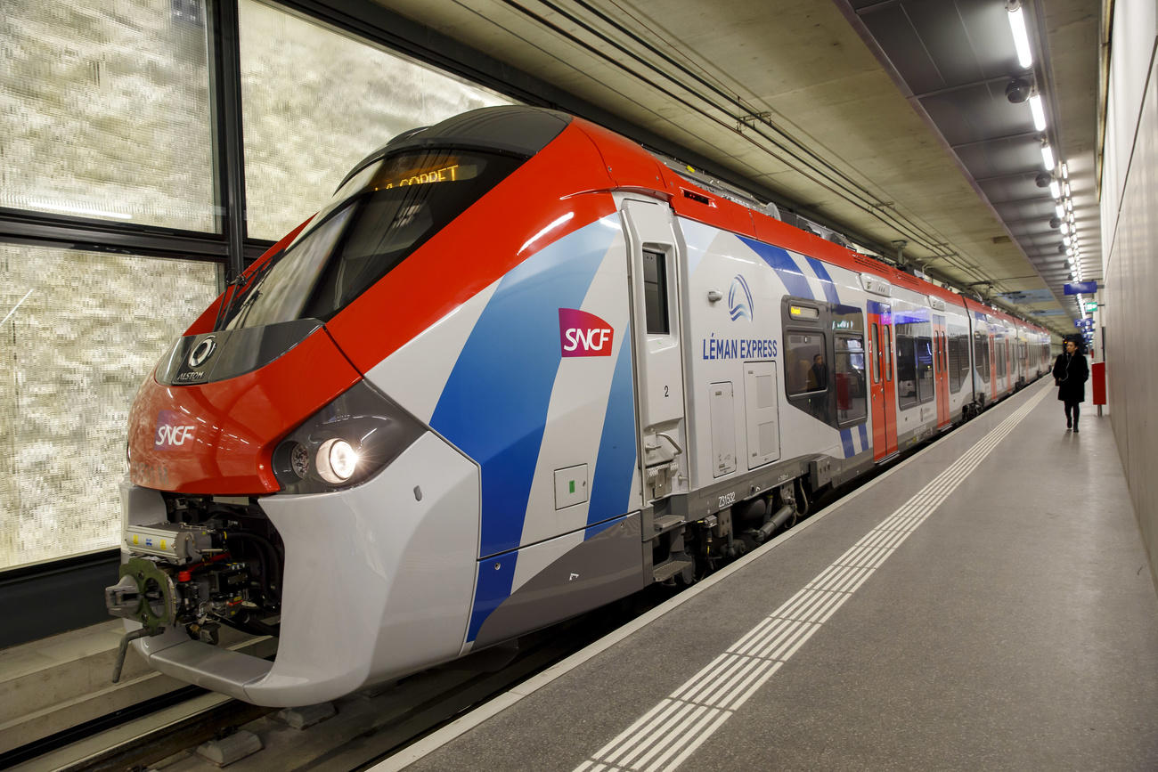 Léman Express train in station