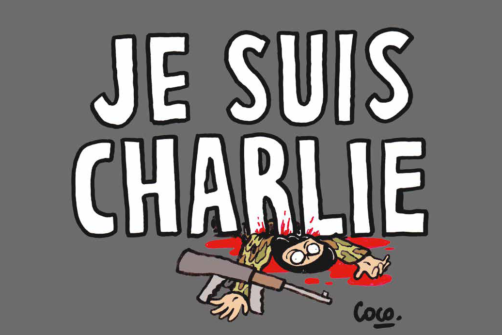 Words I am Charlie crushing a terrorist