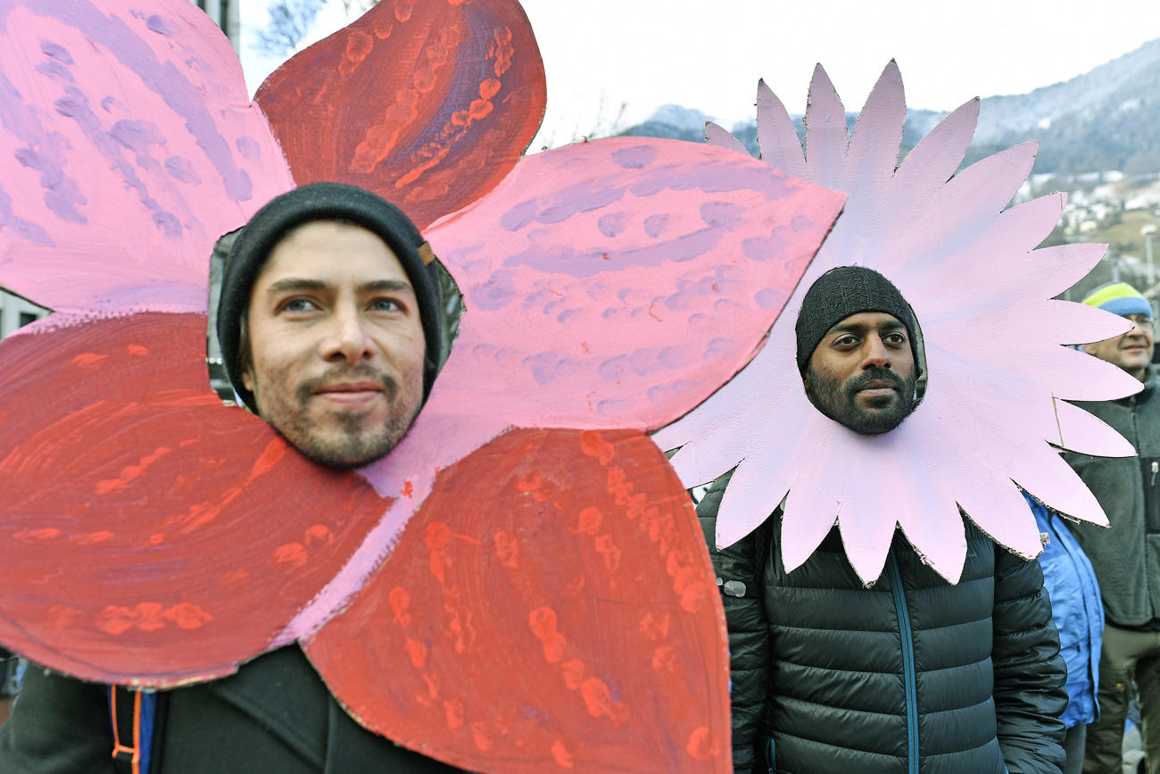 people dressed as flowers