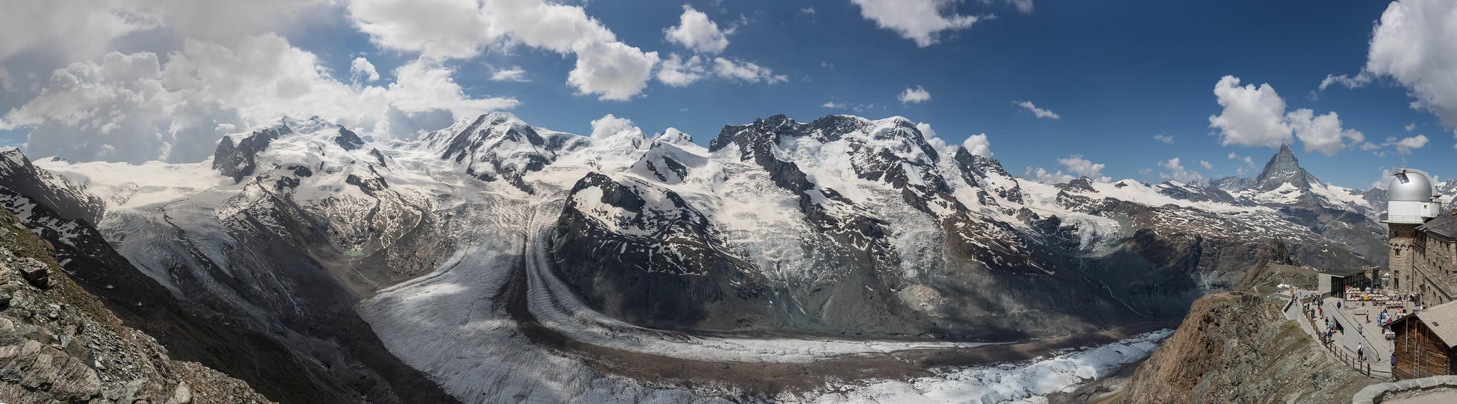 Looking down on the Gorner glacier, in 2019